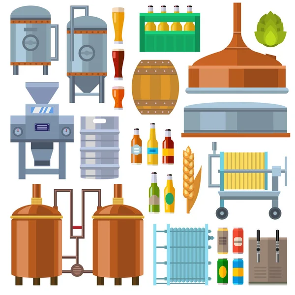 Bier fabriek productie vector. — Stockvector