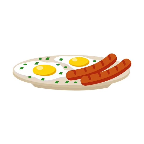 Café da manhã saudável ovos mexidos almoço vetor de comida . — Vetor de Stock