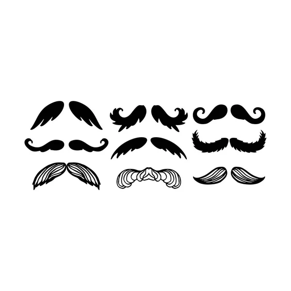 Vector mustache silhouette isolated — Stock Vector