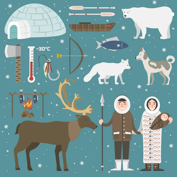 Wild north arctic people vector. — Stock Vector