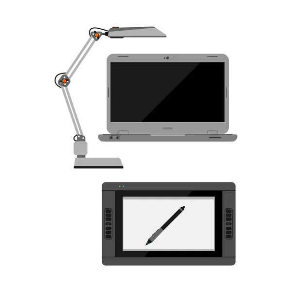 Computer office equipment vector — Stock Vector