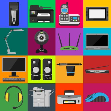 Bilgisayar office ekipman vektör