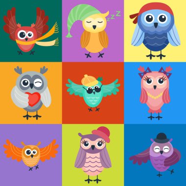 İzole karikatür baykuş vektör