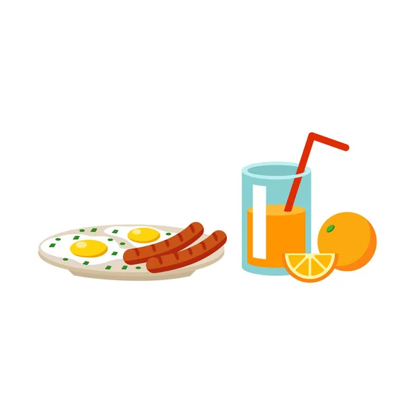 Taze içki pişmiş yumurta öğle yemeği vektör çizim. — Stok Vektör