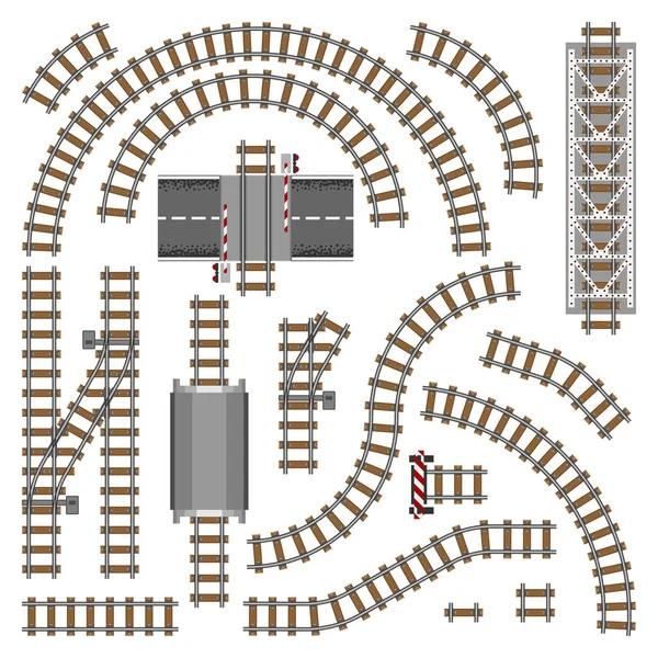 Vektor illustration av järnvägen delar - grå rails — Stock vektor