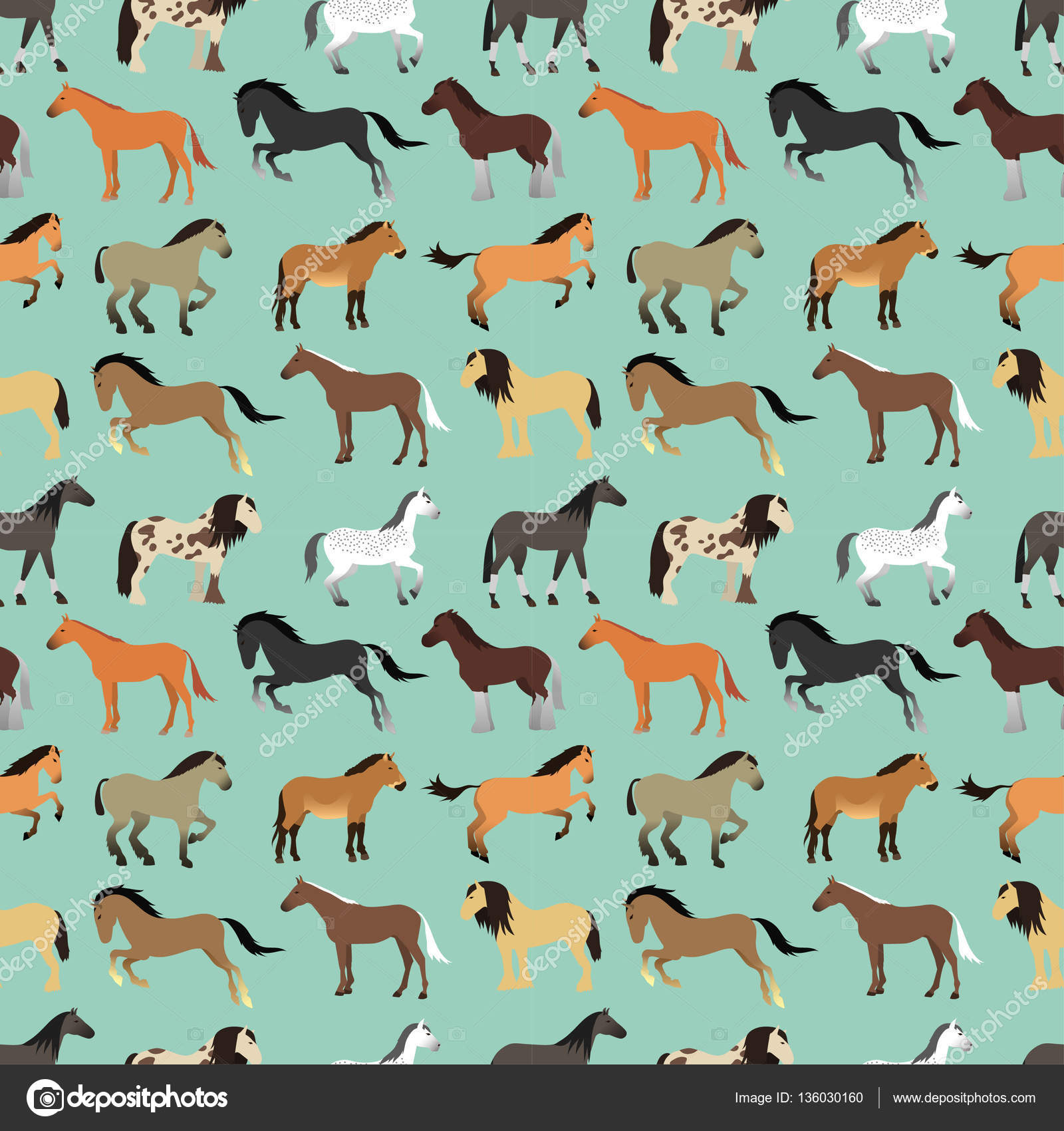 Seamless pattern with horse in flat style. Stock Vector Image by ©VectorShow #136030160 Seamless pattern with horse in flat style. Stock Vector Image by ©VectorShow #136030160