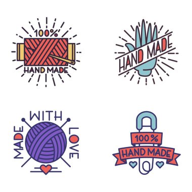 El yapımı iğne işi rozet logo vektör