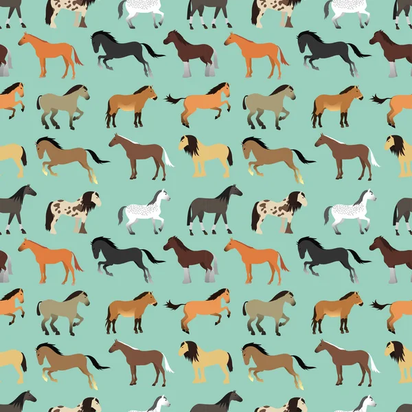 Seamless pattern with horse in flat style. — Stock Vector