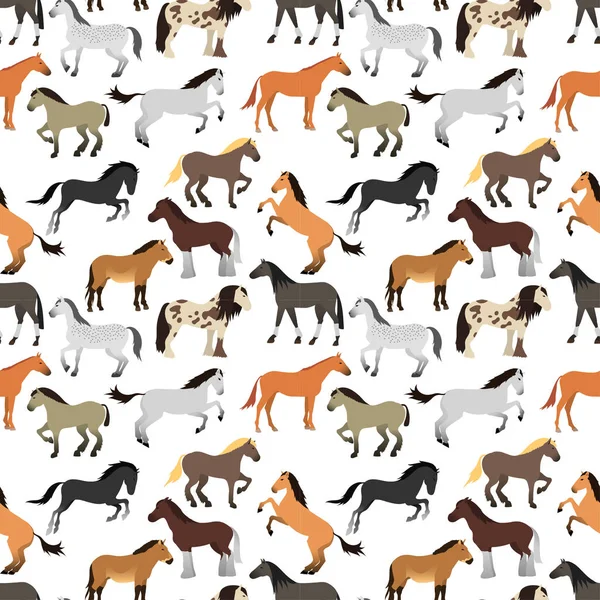 Seamless pattern with horse in flat style. — Stock Vector