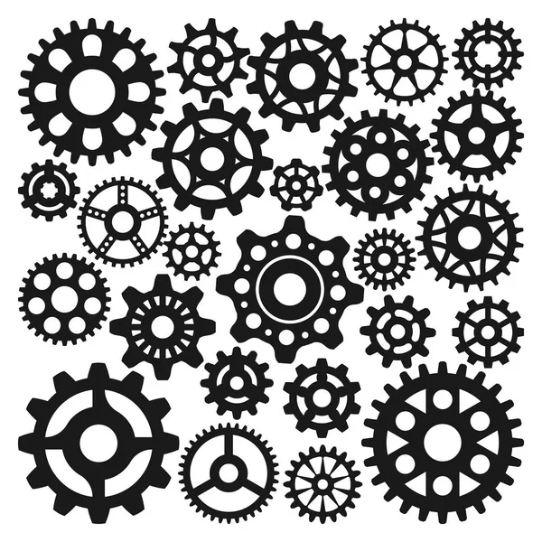 Black gear icons isolated vector illustration. — Stock Vector