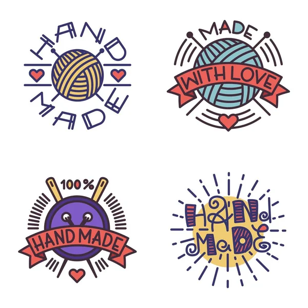 Handmade needlework badge logo vector — Stock Vector