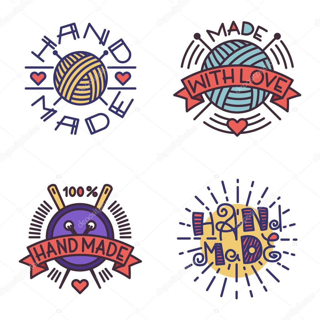 Handmade needlework badge logo vector
