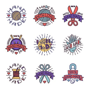 El yapımı iğne işi rozet logo vektör