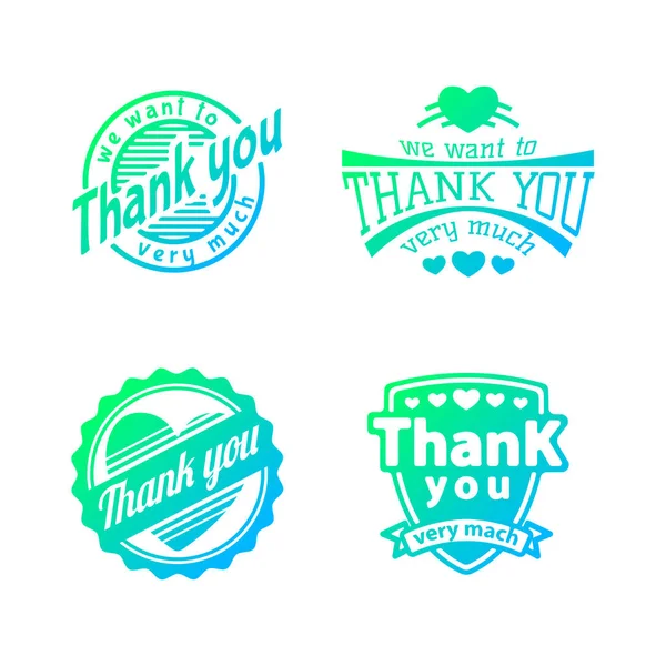 Thank you text lettering vector logo badge — Stock Vector
