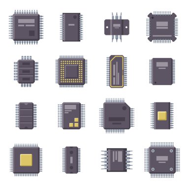 Mikro çip izole vektör çizim.