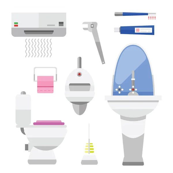 Badkamer pictogrammen symbolen vector illustratie. — Stockvector