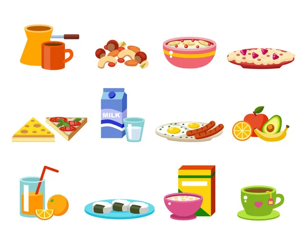 Vecteur d'aliments sains pour petit déjeuner . — Image vectorielle