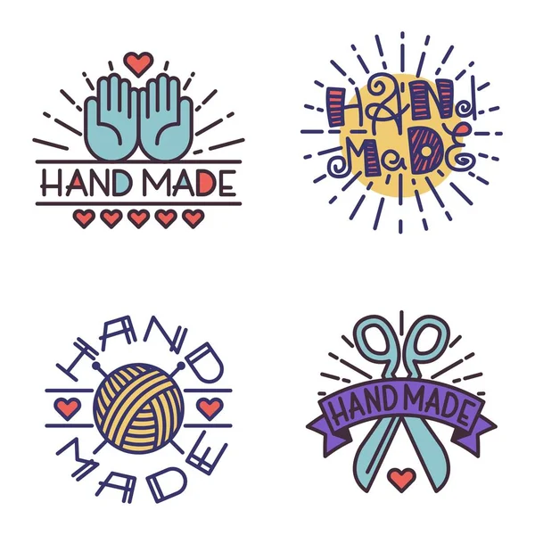 El yapımı iğne işi rozet logo vektör