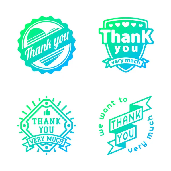 Dank u tekst belettering vector logo badge — Stockvector