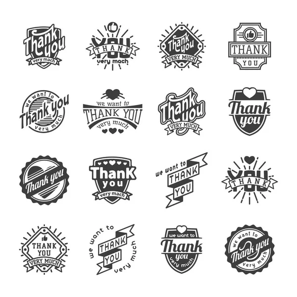 Thank you text lettering vector logo badge — Stock Vector