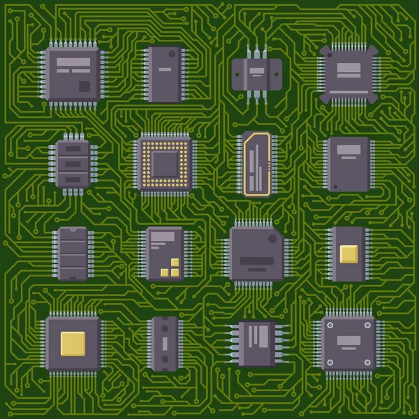 Microchip placa de computadora vector ilustración . — Archivo Imágenes Vectoriales