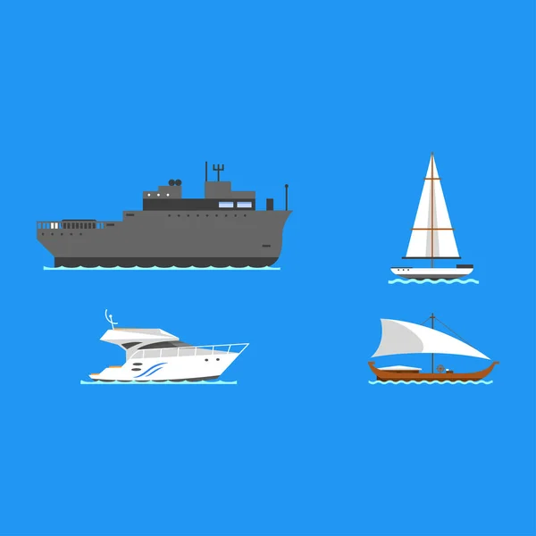 Ship and boats vector. — Stock Vector