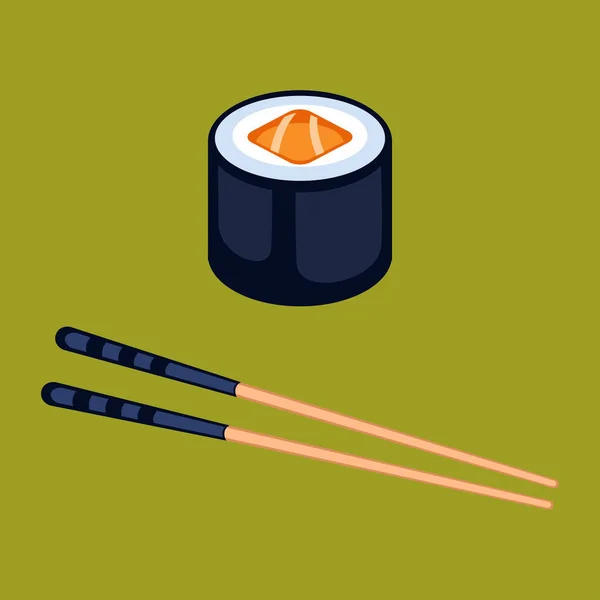 Sushi alimentos y palillos vector ilustración . — Vector de stock