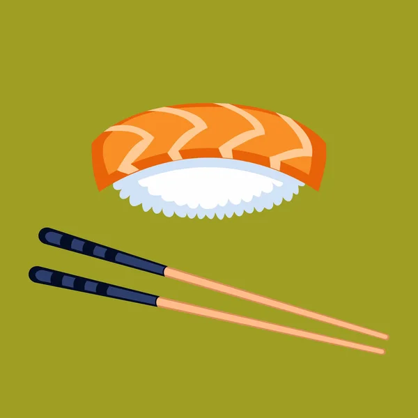 Sushi eten en eetstokjes vector illustratie. — Stockvector