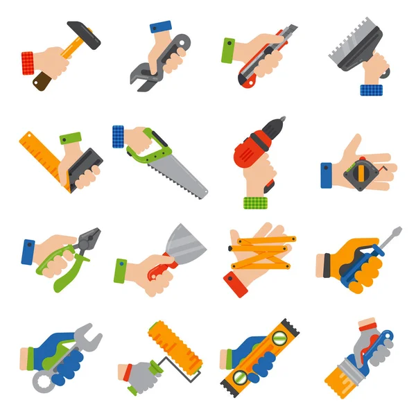 Hands with construction tools vector — Stock Vector