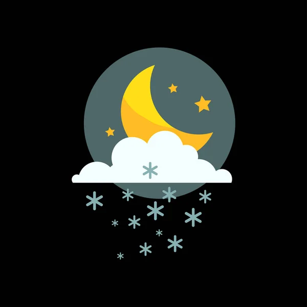 Időjárás hópehely éjszaka ikon vektor. — Stock Vector