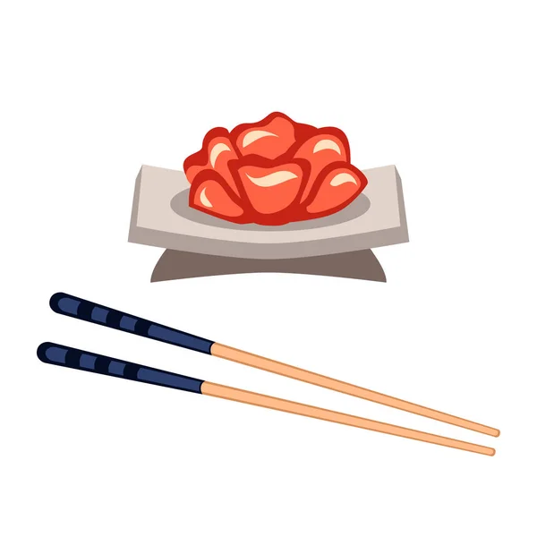 Sushi alimentos y palillos vector ilustración . — Archivo Imágenes Vectoriales