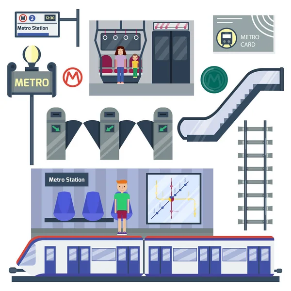 Metro estación vector ilustración . — Archivo Imágenes Vectoriales