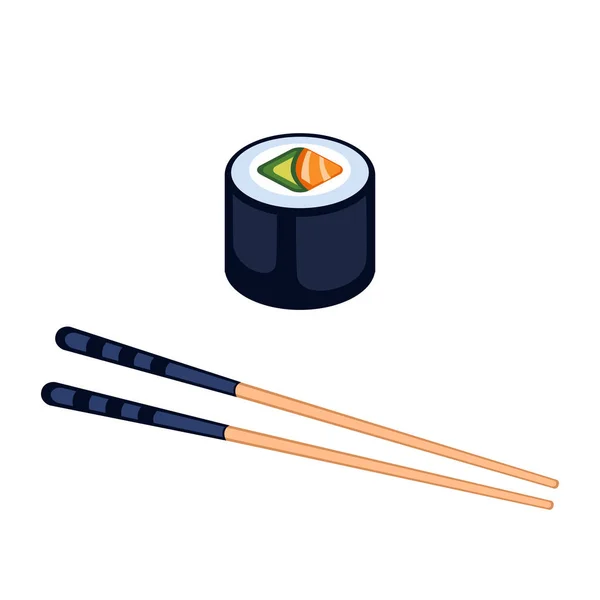 Sushi mat och ätpinnar vektor illustration. — Stock vektor