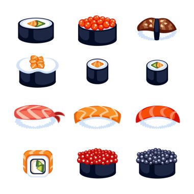 Suşi yemek vektör çizim.