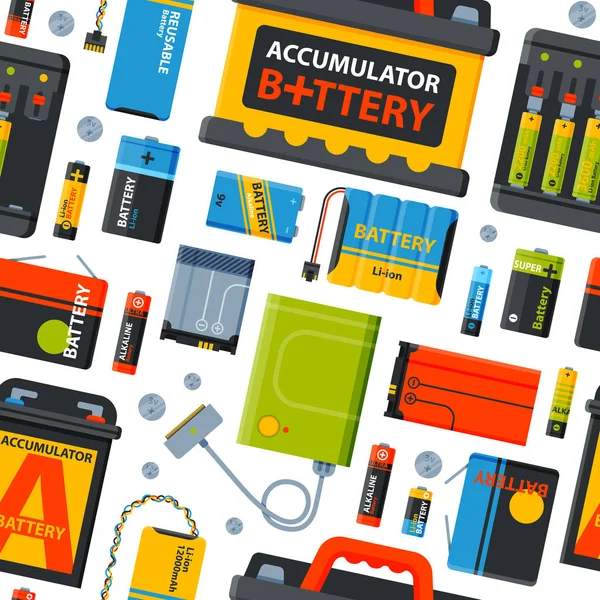 Batterie Energie nahtlose Muster Vektor Illustration. — Stockvektor