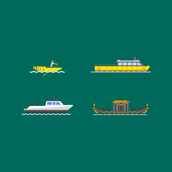 Ship and boats vector. — Stock Vector