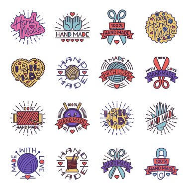 El yapımı iğne işi rozet logo vektör