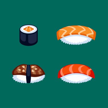 Suşi yemek vektör çizim.
