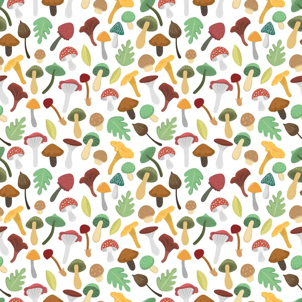 Mushrooms vector illustration seamless pattern — Stock Vector