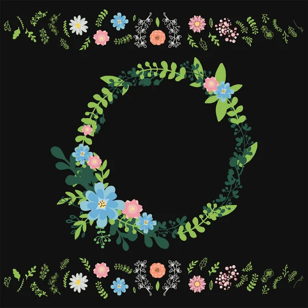Vecteur de décoration de couronne florale . — Image vectorielle