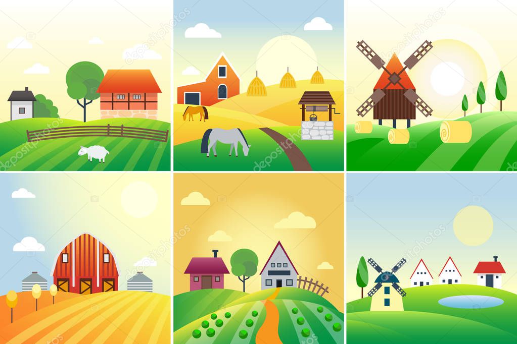 Farm field vector illustration