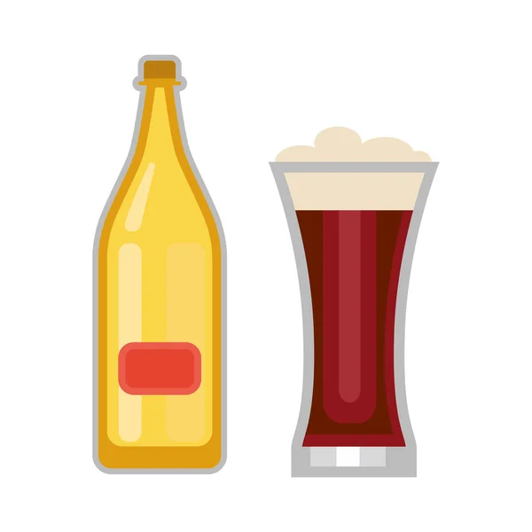 Bicchiere di birra e vettore bottiglia . — Vettoriale Stock