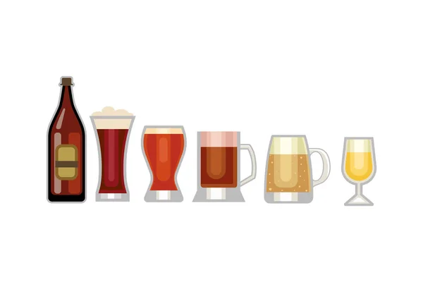 Bier vector Glazenset. — Stockvector