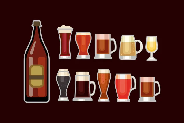 Beer glass vector set. — Stock Vector