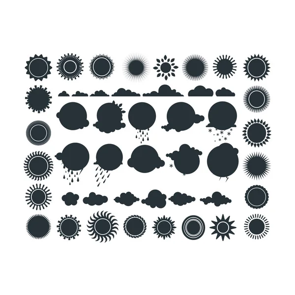 Ensemble d'icônes météo silhouette vecteur . — Image vectorielle