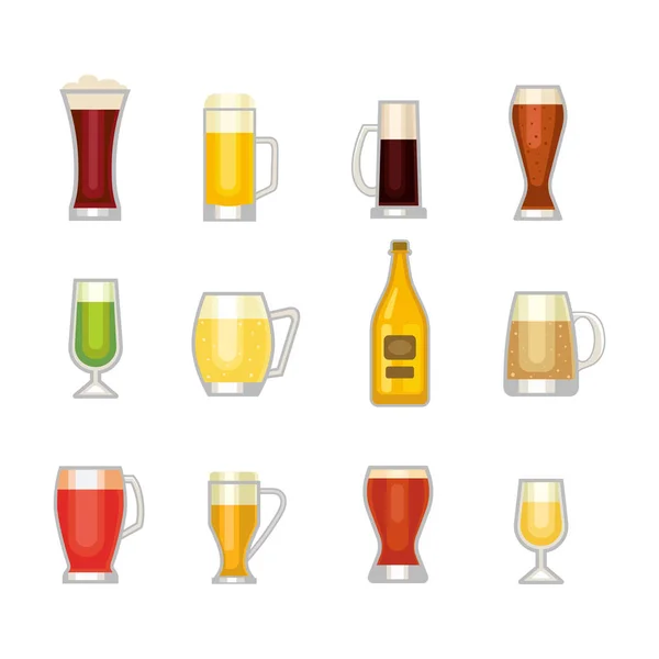 Bier vector Glazenset. — Stockvector