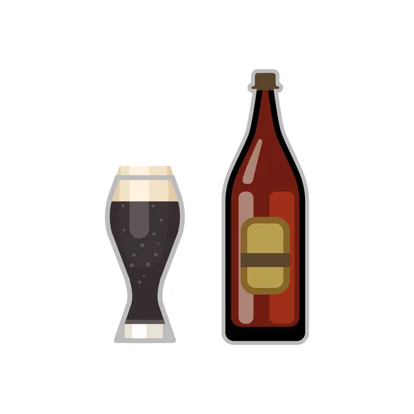 Bicchiere di birra e vettore bottiglia . — Vettoriale Stock