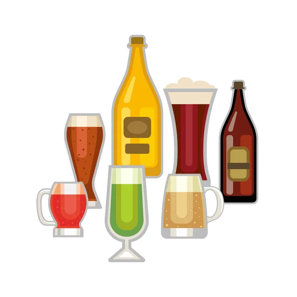 Bier vector Glazenset. — Stockvector