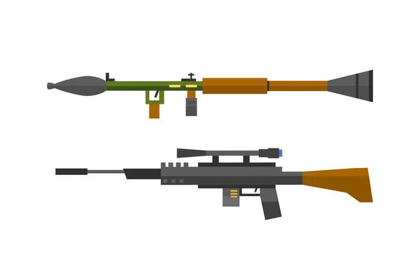 Maschinengewehr Scharfschützengewehr Vektor Set. — Stockvektor