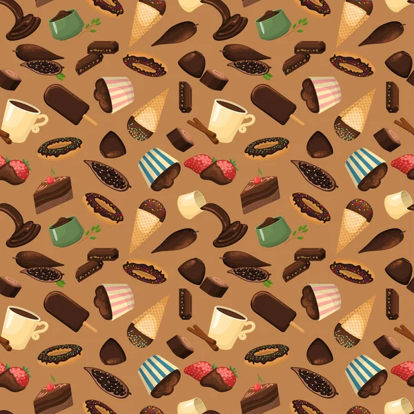 Chocolate dulces fondo vector ilustración . — Archivo Imágenes Vectoriales